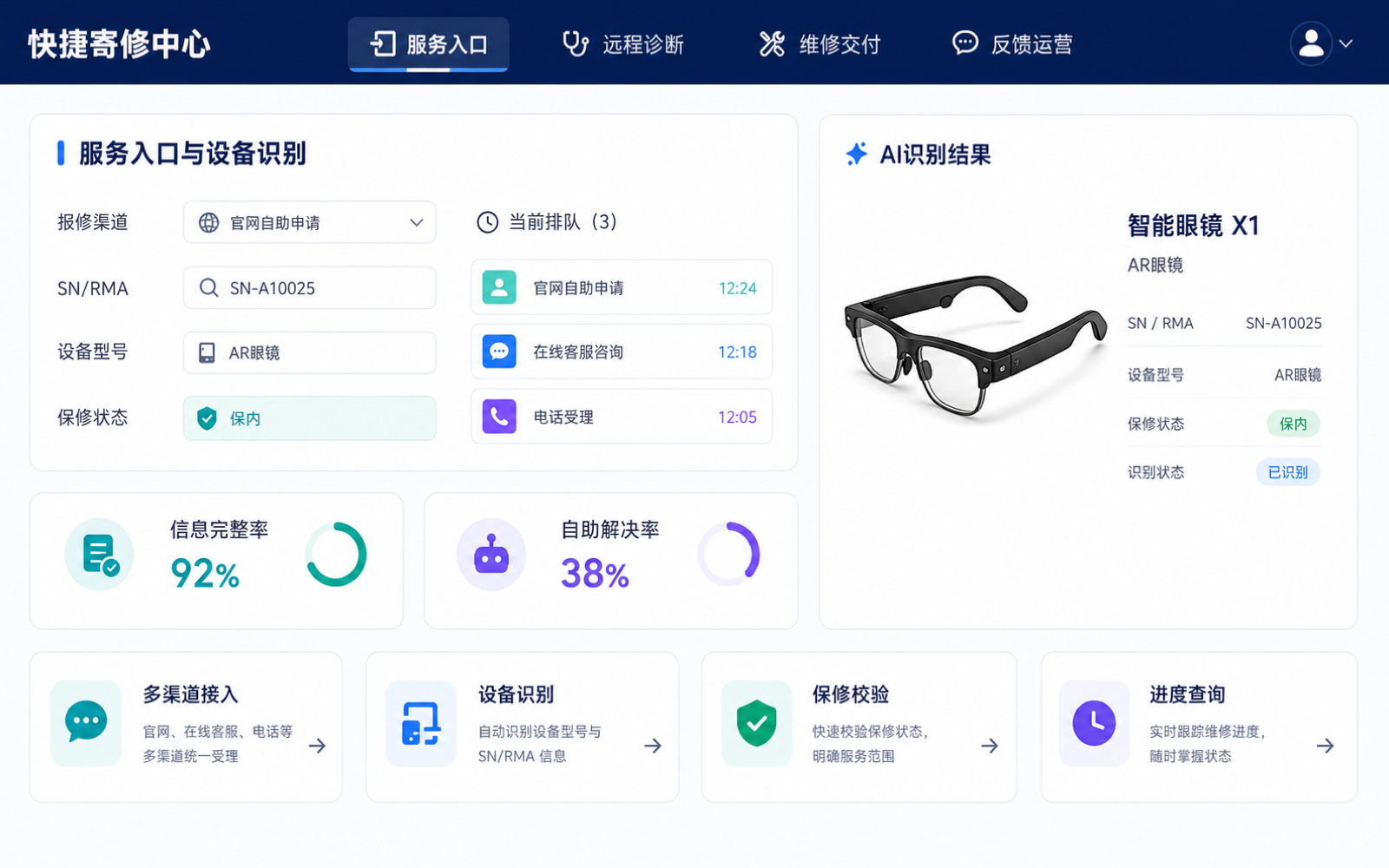服务入口与设备识别界面演示